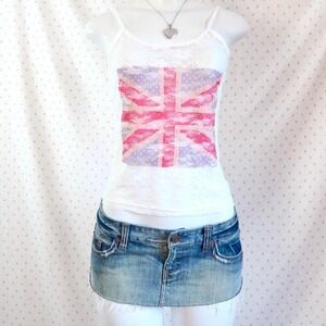 pink lace union jack y2k tank top
